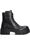 Ash Noah Combat Boots In Black Leather In Black