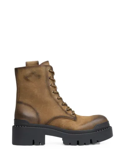 Ash Noah Lace-up Combat Boots In Brown