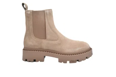 Ash Nubuck Lace-up Flat Shoes With Chunky Platform Sole In Neutral