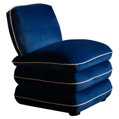 Pre-owned Ash Nyc Pillow Chair By Ash - Navy Velvet In Blue