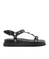Ash Studded Open Toe Lace-up Rubber Sole In Black