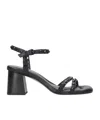 Ash Jody Bis Black Leather Studded Block Heel Sandals In Black