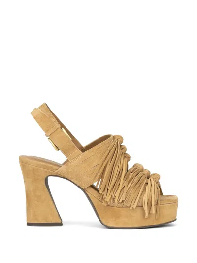 Ash Oprah Fringed Suede Sandals In Brown
