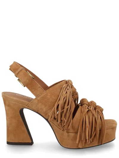 Ash Oprah Suede Knotted Fringe Sandals In Brown