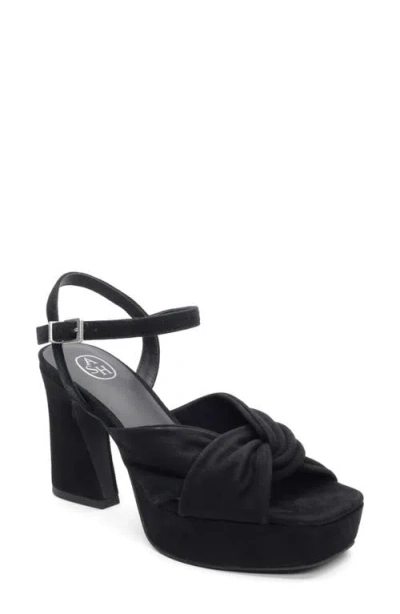 Ash Opus Suede Ankle Strap Platform Sandal In Black