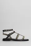 Ash Ankle Strap Leather Flat Sandals With Studs