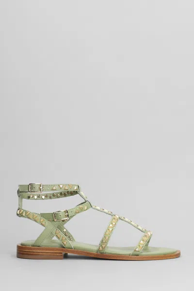 Ash Pandora Flats In Green Leather