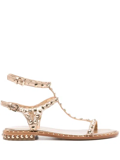 Ash Panic Stud-embellished Sandals In Gold