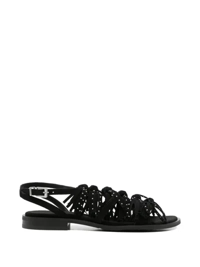 Ash Panic Studded Fringed Sandals In Black
