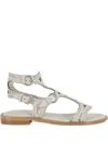 Ash Paprika Talc Flat Sandal In White