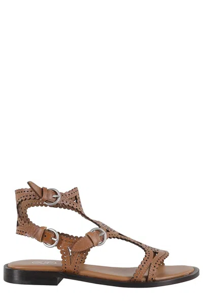 Ash Buff Calf Leather Sandals In Brown