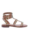 Ash Passion Stud Embellished Sandals In Cinnamon/ariel Gold