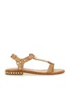 Ash Patsy Bis Croc Printed Embellished Flat Sandal In Brown
