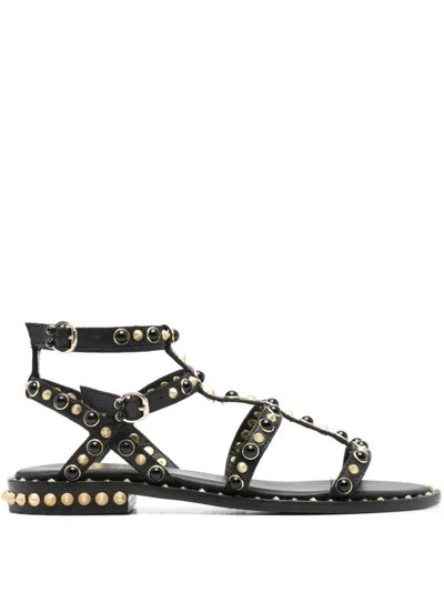 Ash Peps Studded Leather Sandals In Black
