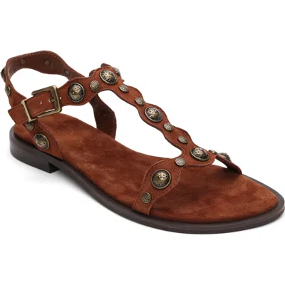 Ash Phanny Metallic Studded Ankle Strap Sandal In Brown