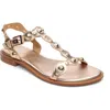 Ash Phanny Metallic Studded Ankle Strap Sandal In Gold