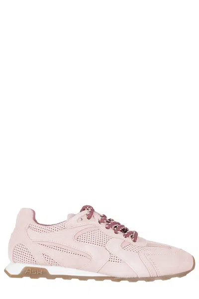 Ash Pink Kasar Suede Mesh Leather Sneakers