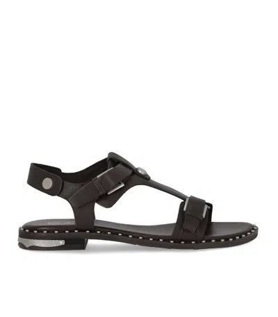 Ash Piper Dark Brown Flat Sandal In Black