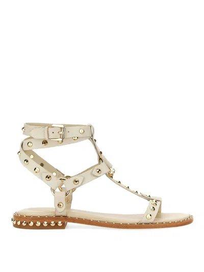 Ash Pulp Studded Ankle-strap Sandals In Beige
