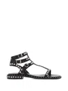 Ash Flat Sandals Three Ankle Straps Studs In Black