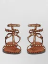 Ash Play Flat Sandals Ankle Strap Studs In Brown