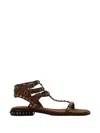 Ash Play Studded-strap Sandals In Brown