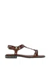 Ash Podium Leather Ankle Strap Studded Sandals In Multi
