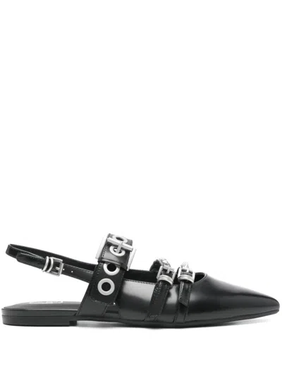 Ash Pointed-toe Ballerinas With Unique Strap Design In Black