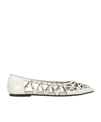 Ash Pointed Toe Flats In White