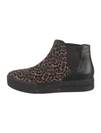 Pre-owned Ash Ponyhair Animal Print Chelsea Boots In Brown