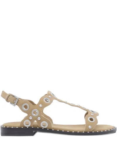 Ash Pop Eyelet-embellished Buckle Sandals In Neutral