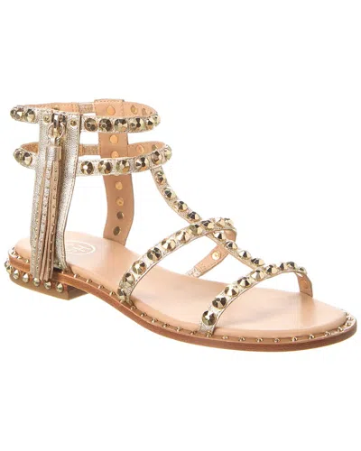 Ash Powder Leather Sandal In Gold