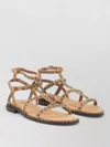 Ash Precious Flat Sandals Ankle Strap Studs In Neutral