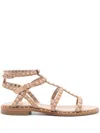 Ash Stud-embellished Leather Flat Sandals In Neutrals