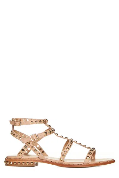 Ash Precious Stud Embellished Open Toe Sandals In Brown
