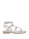 Ash Precious Stud-embellished Cage Sandals In Silver
