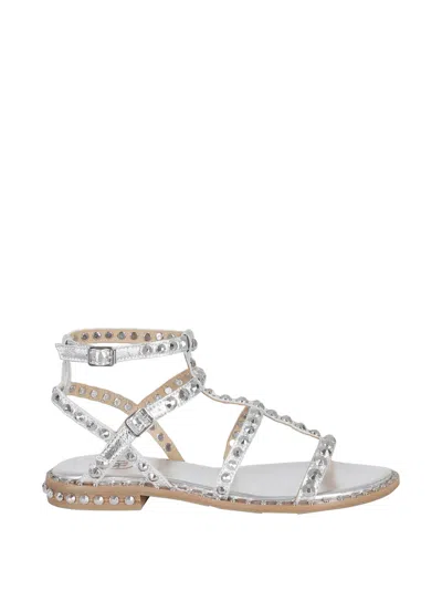 Ash Precious Stud-embellished Cage Sandals In Silver