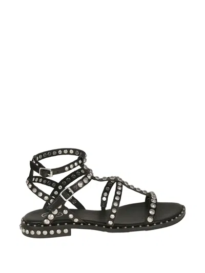 Ash Precious Stud-embellished Cage Sandals In Black