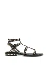 Ash Ankle Strap Sandals Flat Sole Studs In Black