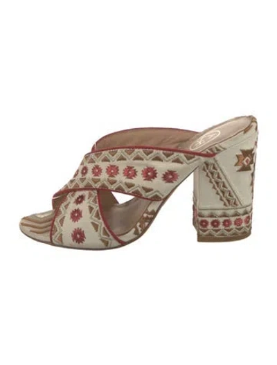 Pre-owned Ash Printed Embroidered Accent Slides In Neutral