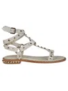 Ash Pulp Studded Ankle-strap Sandals In Beige/white/ariel Gold