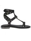 Ash Stud-embellished Leather Sandals In Black/sungold