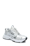 Ash 'race' White Low Top Sneakers With Metallic Details In Mixed Tech Materials Woman In Silver/pearl