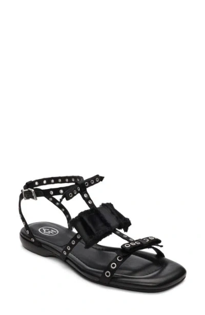 Ash Rachel Studded Ankle Strap Slide Sandal In Black
