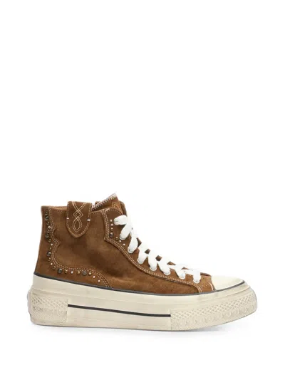 Ash Ring Stud-embellished High-top Sneakers In Brown