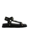 Ash Rivet Open-toed Flat-soled Sandals In Black