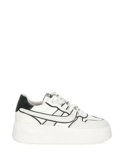 Ash Round-toe Leather Sneakers In White