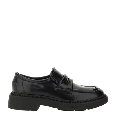 Ash Round-toe Loafers In Black