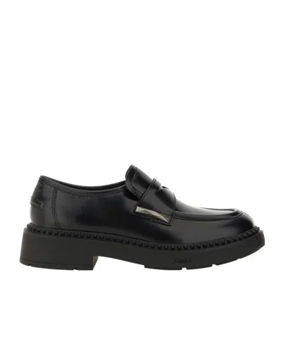 Ash Round-toe Loafers In Black