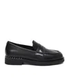 Ash Round Toe Leather Loafers Studded In Black